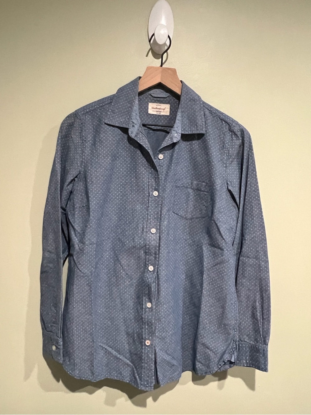 Weatherproof Dot-Print Button-Down Shirt - Blue